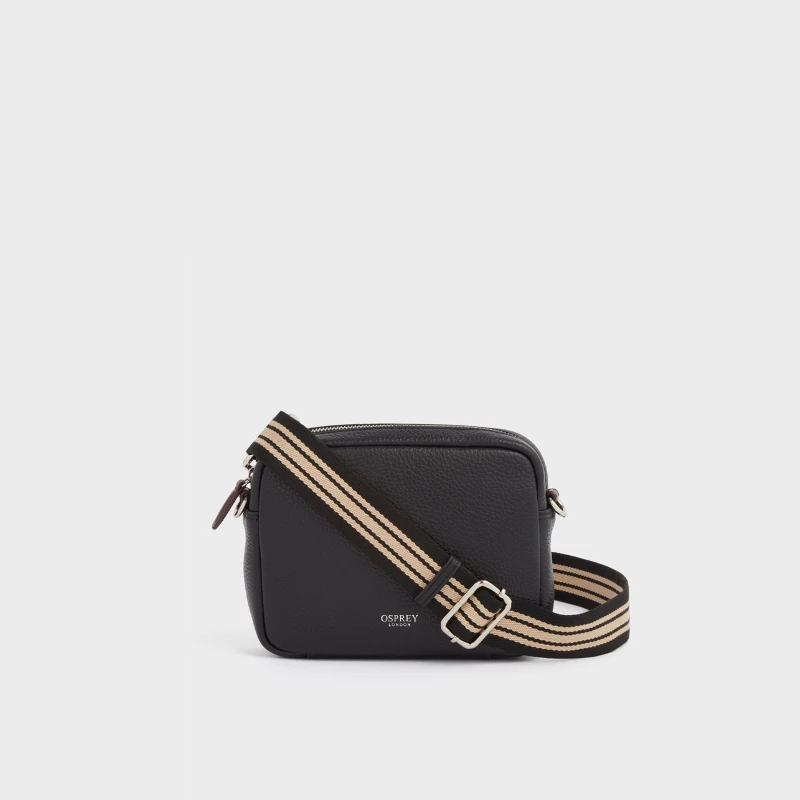 Image of OSPREY LONDON Womens The Chiswick Leather Crossbody Bag in Black Female One Size