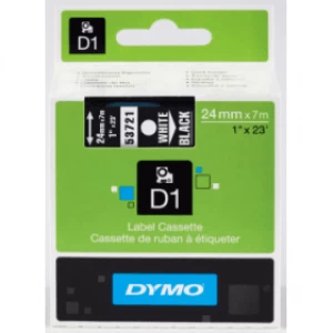Image of Dymo 53721 White on Black Label Tape 24mm x 7m