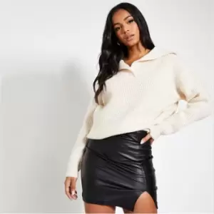 Image of I Saw It First Cosy Oversized Button Collared Jumper - Brown