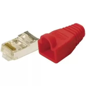 Image of LogiLink MP0016 Plug CAT 5E Protect Yellow 8P8C RJ45 Plug, straight Red