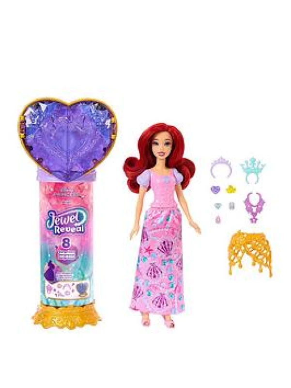 Image of Disney Princess Jewel Reveal Ariel Fashion Doll w/ 8 Surprises Including Gem Box & 10 Accessories