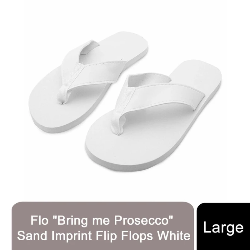 Image of Flo Flo "Bring me Prosecco" Sand Imprint Flip Flops - White, Large