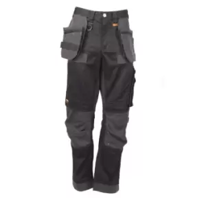 Image of DEWALT Mens Harrison Stretch Multi Pocket Work Trousers (30L) (Black/Grey)