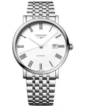 Image of Longines Elegant Collection White Dial Steel Unisex Watch L4.911.4.11.6 L4.911.4.11.6