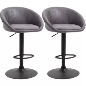 Image of Modern Swivel Bar Stools Set of 2 with Adjustable Height, Dark Brown - Dark Brown - Homcom