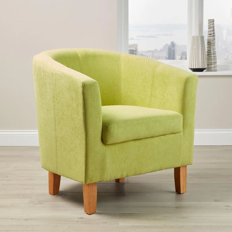 Image of Home Source Bedford Small Padded Occasional Accent Tub Chair Light Green