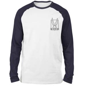 Image of Looney Tunes Bugs Bunny Embroidered Unisex Long Sleeved Raglan T-Shirt - White/Navy - S