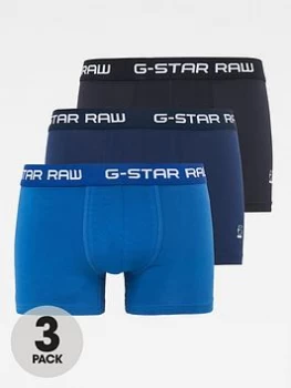Image of G-Star RAW Mens Classic 3 Pack Trunks - Blue, Size S, Men