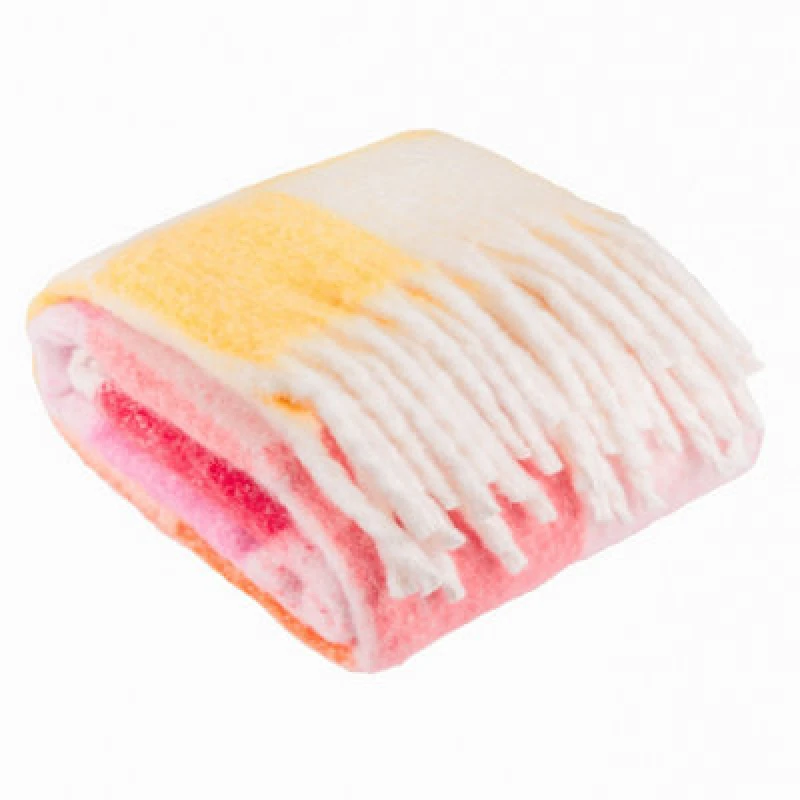 Image of Furn Furn Maisie Checked Tasselled Throw in Yellow Size: 130cm x 180cm Yellow 130cm x 180cm Unisex 5025532364982