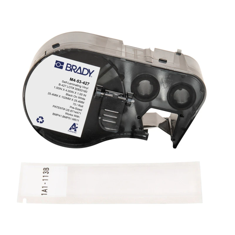 Image of Brady M4-53-427 printer label Black. White Self-adhesive printer label