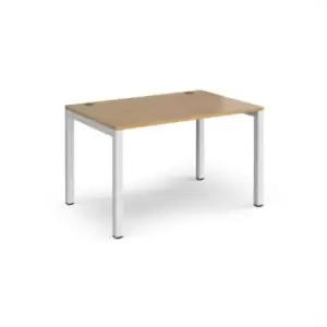 Image of Bench Desk Single Person Rectangular Desk 1200mm Oak Tops With White Frames 800mm Depth Connex