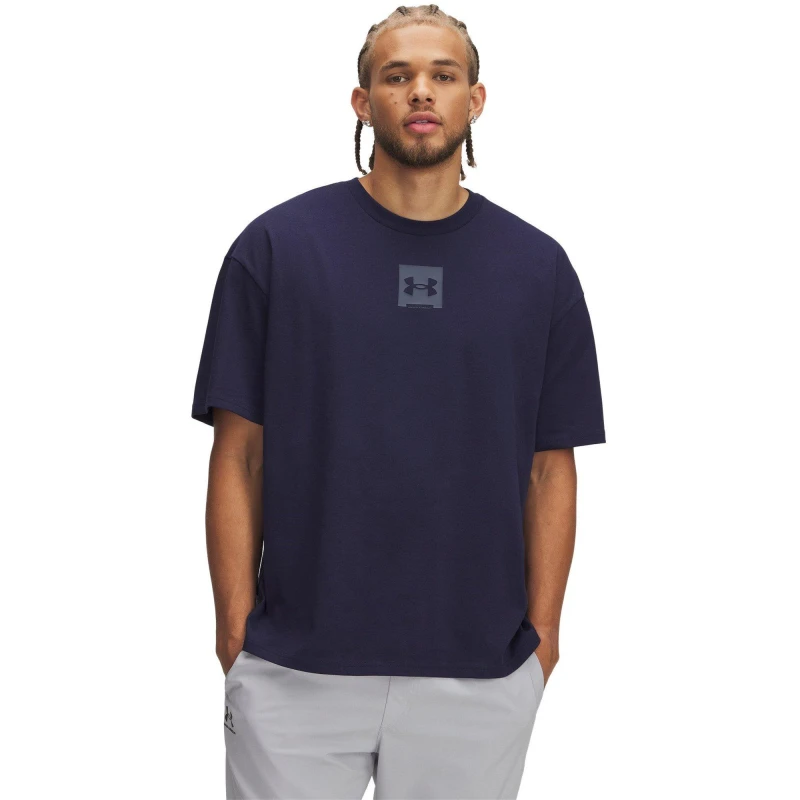 Image of Under Armour Box Logo Regular Fit T-Shirt Blue male S
