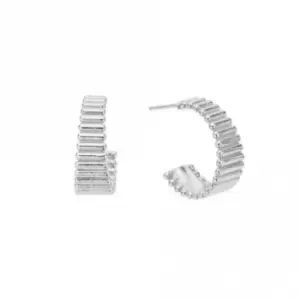 Image of Silver Large Ridge Hoop Earrings SEH3398