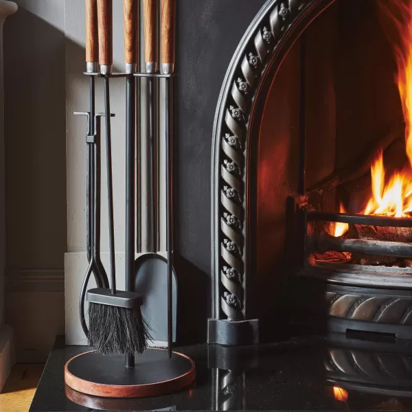 Image of Wooden Handle Round Companion Set Black