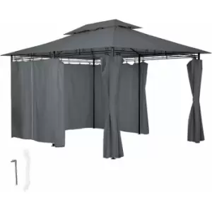 Image of Luxury gazebo Emine 4x3m with 6 side panels - garden gazebo, gazebo with sides, camping gazebo - anthracite - anthracite