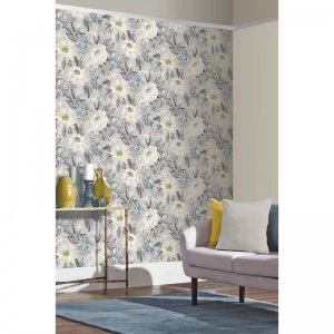 Image of Painted Dahlia Wallpaper
