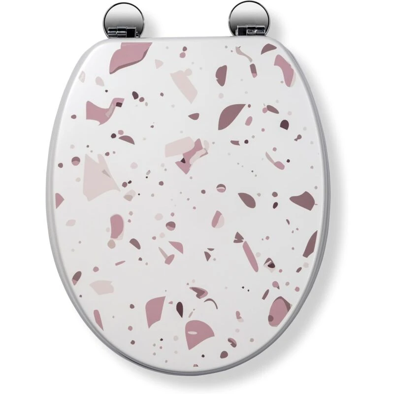 Image of Croydex Terrazzo Pink Print Flexi-Fix Toilet Seat Pink WROUK Unisex