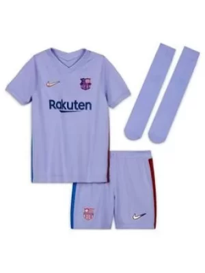 Image of Nike Little Kids Barcelona 21/22 Away Kit, Purple, Size XL (7-8 Years)