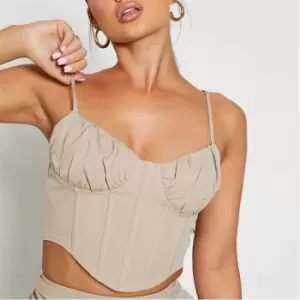 Image of I Saw It First Ruched Bust Corset Crop Top - Neutral