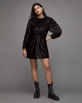 Image of AllSaints Jemima Leopard Mini Dress