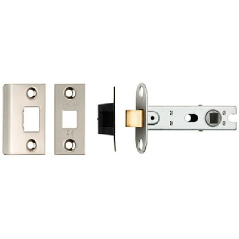 Image of Loops 76mm Tubular Mortice Door Latch Bolt Through Square Forends Nickel Plated Metallics unisex