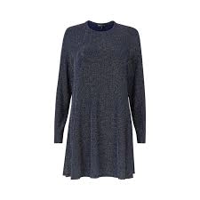 Image of Mela London Curve Blue Navy Metallic 'Hana' Tunic Dress - 16