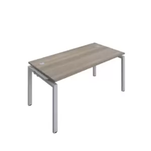 Image of Telescopic Sliding 2 Person Grey Oak Bench Extension with Cable Port - 1400 X 800 - Silver Frame