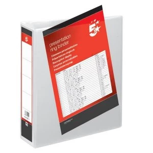 Image of 5 Star Presentation Ring Binder PVC 2 D-Ring 65mm Size A4 White Ref 36148 Pack 10