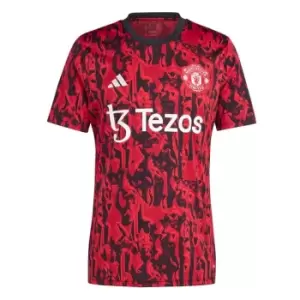 Image of adidas Manchester United Pre Match Shirt 2023 2024 Adults - Red