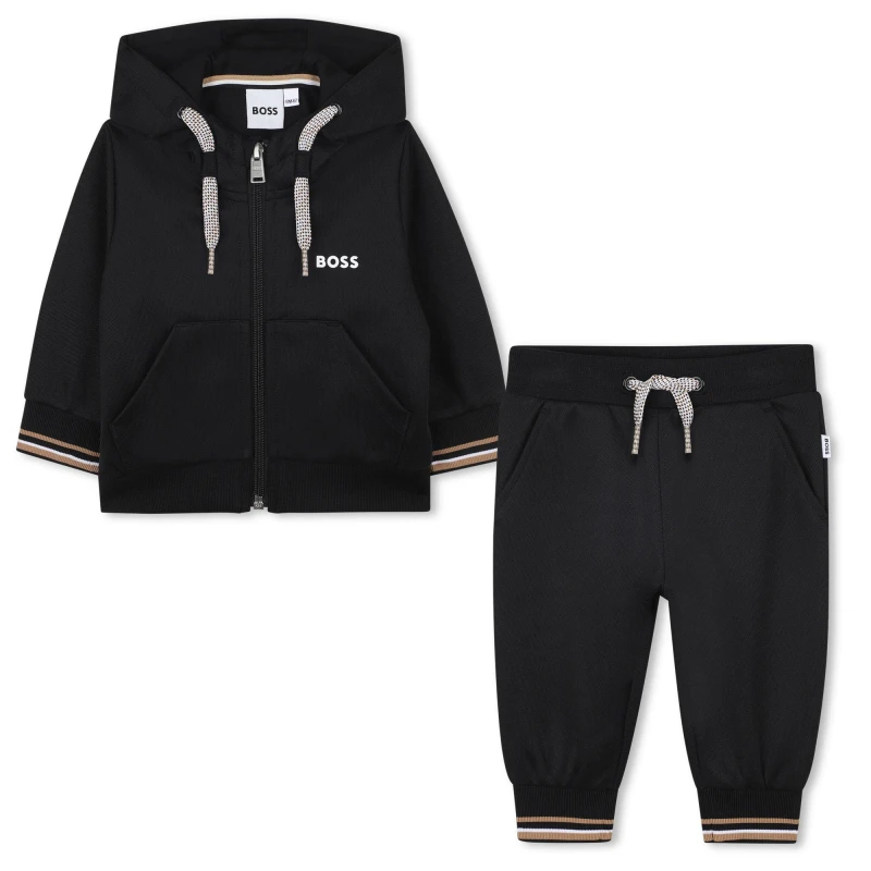 Image of Boss Kids Full Zip Closed Cuff Joggers Black male 12M