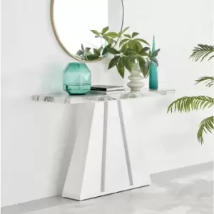Image of Furniturebox Athens White Marble Console Table Hallway Living Room Bedroom
