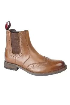 Image of Softie Leather Twin Gusset Brogue Ankle Boots