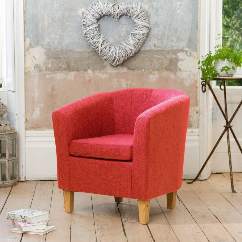 Image of Artemis Home Alderwood 68cm Wide Fabric Tub Chair Armchair in Red Red Unisex