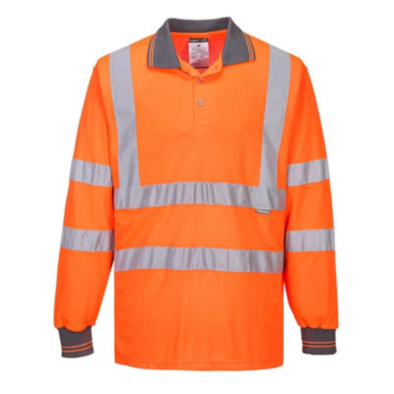 Image of Portwest Hi Vis Polo Long Sleeve Shirt S277ORR5XL Colour: Orange