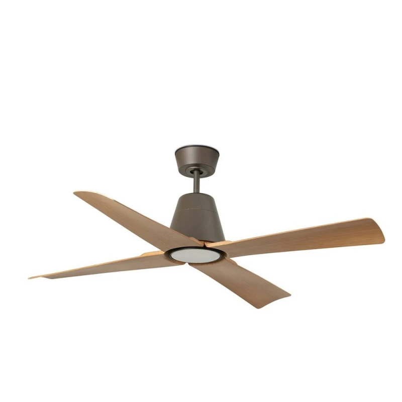 Image of Netlighting Typhoon Medium 3000K LED Brown Wood IP44 DC Ceiling Fan 6 Speed Brown Unisex