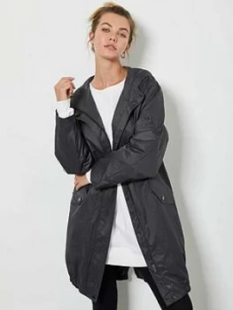 Image of Mint Velvet Metallic Stripe Back Lightweight Parka Jacket - Charcoal