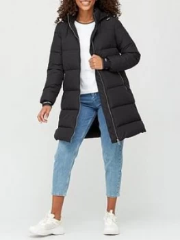 Image of Calvin Klein Logo Padded Coat - Black