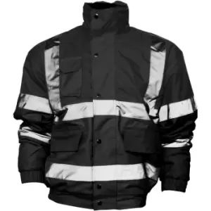 Image of Yoko Mens Hi-Vis Bomber Jacket (L) (Black) - Black