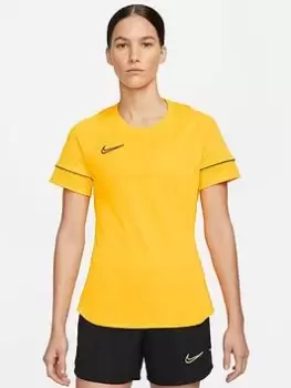 Image of Nike Womens Dri-Fit Academy 21 Short Sleeve Top - Mustard