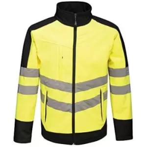 Image of Regatta Unisex Hi Vis Pro Reflective Softshell Work Jacket (M) (Yellow/Navy) - Yellow/Navy