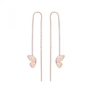 Image of Butterfly Wing Chain Drop Rose Gold Earrings