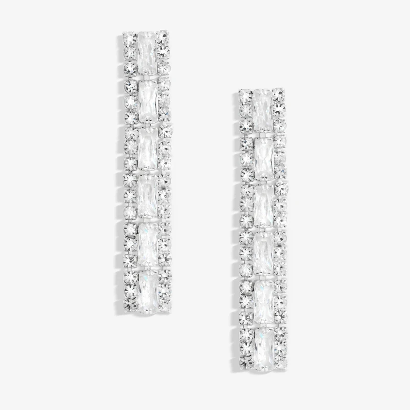 Image of Jon Richard Silver Plated Crystal Baguette Linear Earrings Jewellery Sets One Size Silver 70970811000