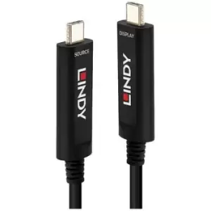 Image of LINDY Cable USB-C plug, USB-C plug 30.00 m Black 38505 USB-C screen cable