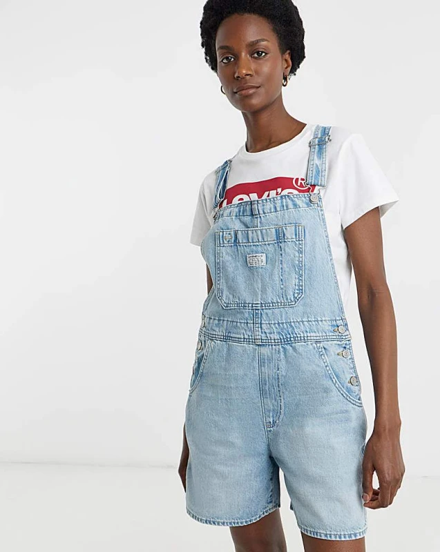 Image of Levis Levis Denim Utility Short Overall MID Wash - Levis - Size: M MID Wash Female M ZD72802