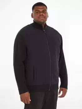 Image of Calvin Klein Big & Tall Mix Media Zip Thru Jacket, Black, Size 4XL, Men