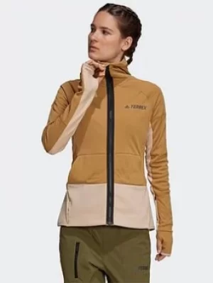 Image of adidas Terrex Zupahike Hooded Fleece Jacket, Brown, Size S, Women