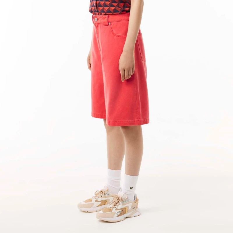 Image of Lacoste Long Natural Dye Bermuda Shorts Red female 8