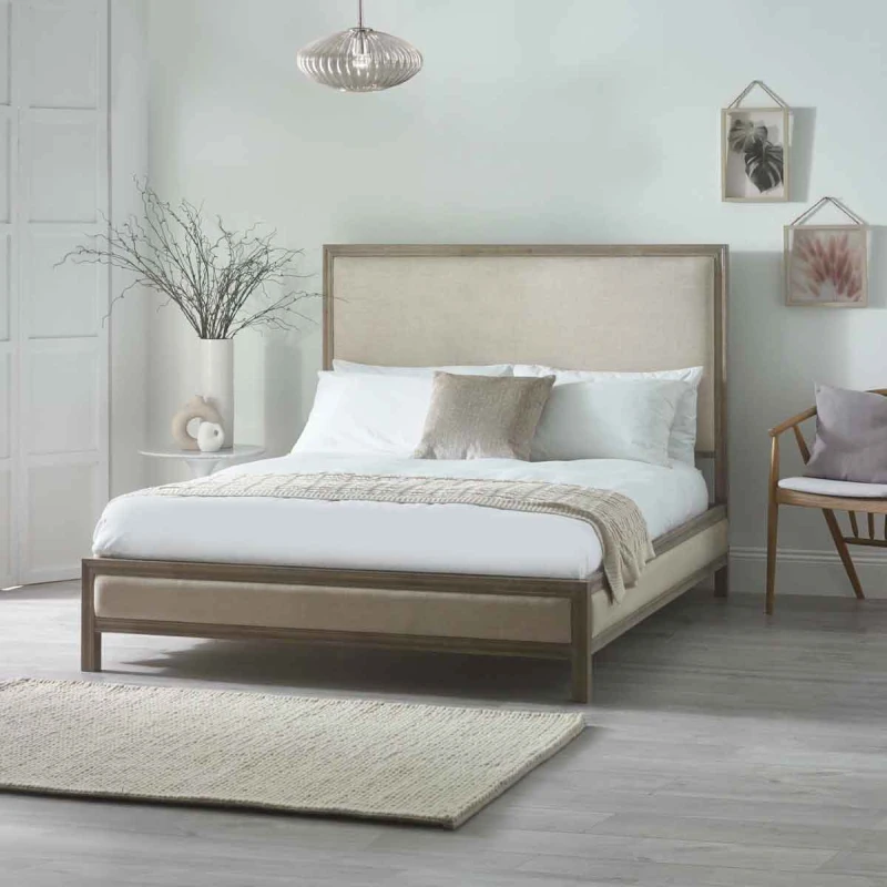 Image of SO'HOME Sophie French Antique Linen & Limed Oak Bed Ivory DOUBLE (135 x 190cm);KING (150 x 200cm)