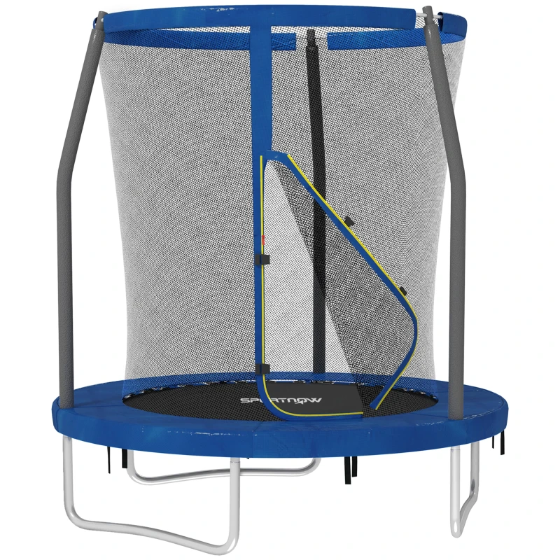 Image of SPORTNOW 6ft Outdoor Trampoline with Safety Enclosure Net, Blue Blue