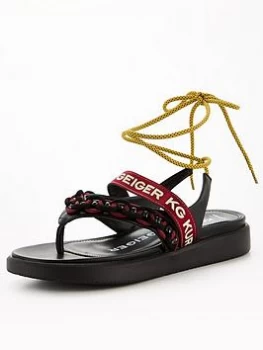 Image of KG Kurt Geiger Black 'Ralley' Vegan Strappy Sandals - 3